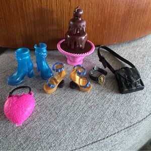 Monster High Doll Accessories Lot Shoes Purses Chocolate Fountain Belt Mattel